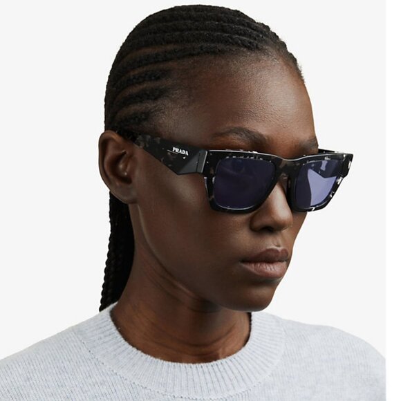 Prada PRA06S 15O50B BRAND NEW Sunglasses Tortoise Black Violet Square Unisex main image 4